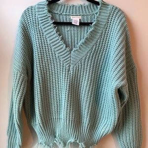 Main strip Frayed hem sweater